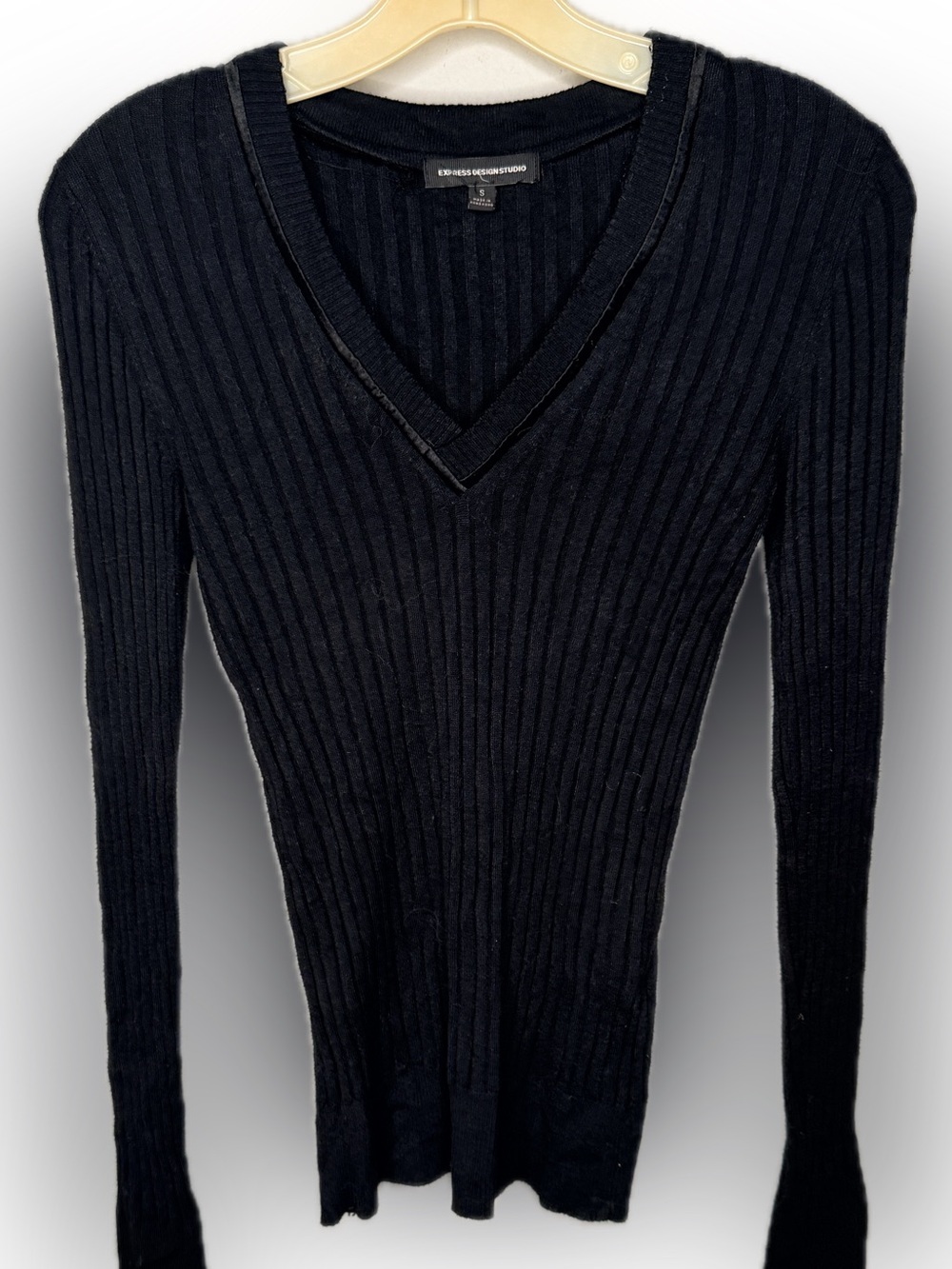 Express Design Studio Black Ribbed Sweater Top